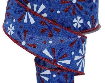 Patriotic Stars Wired Ribbon By The Roll 1 5 X 10 Yards RG0192527 Etsy