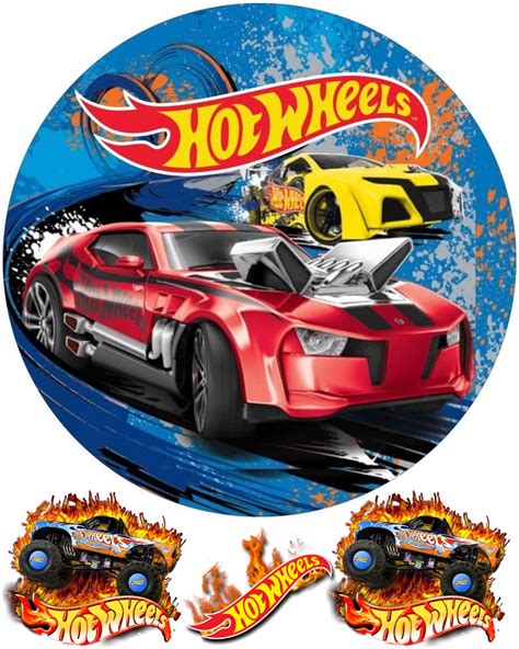 The Hot Wheels Stickers Are On Display In Front Of An Image Of A Car