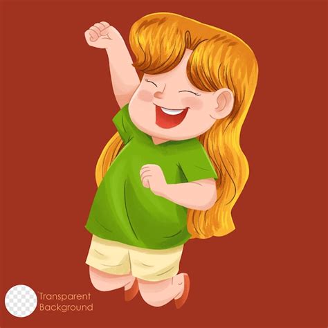 Dessin Anim Mignon Petite Fille Heureuse Psd Premium