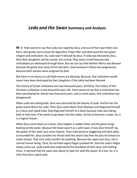 Leda And The Swan By William Butler Yeats Summary Deals Head Hesge Ch