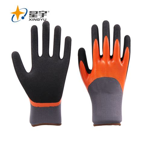 Gloves Nitrile Xingyu Polyester Nitrile Sandy Coated Construction Work