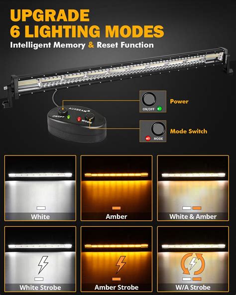 Auxbeam Barra De Luz Led Recta De Pulgadas Y W Modos De Luz