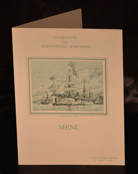 Menu Equateur French Lines Cies