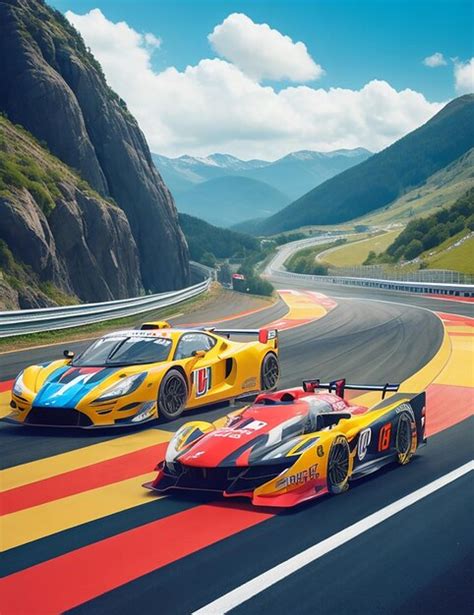 Premium AI Image | mountain racing road with racing cars Ai image