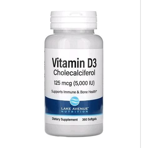 Vitamin D3 Cholecalciferol 125 Mcg 5 000 Iu 360 Softgels By Lake Avenue Nutrition Shopee