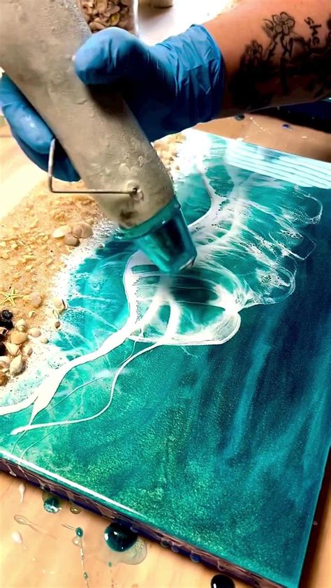 How To Make Ocean Resin Art Step By Step Guide Video Video Resin Art Resin Art Canvas