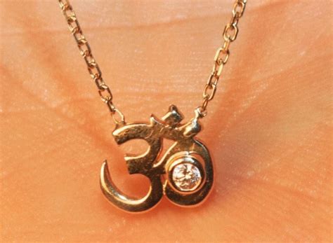 Om Symbol 14k Gold And Diamond Necklace Etsy