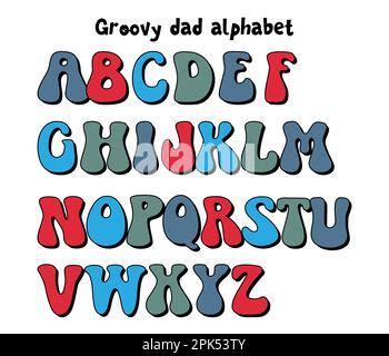 Hippie Stylized Font Groovy Alphabet Seventies Letters For Nostatgic