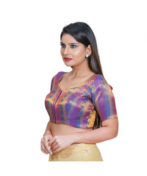 Muhenera Womens Jacquard Elbow Sleeves Saree Blouse Muhenera S 3393001