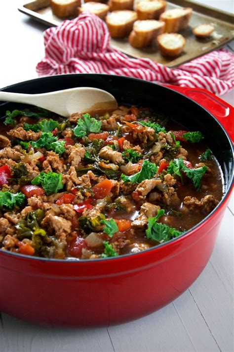 Sweet Italian Sausage Soup with Kale and Cheesy Parmesan Croutons