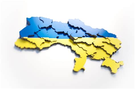 Premium Photo Ukraine Map With Flag Colors And Shadow On White