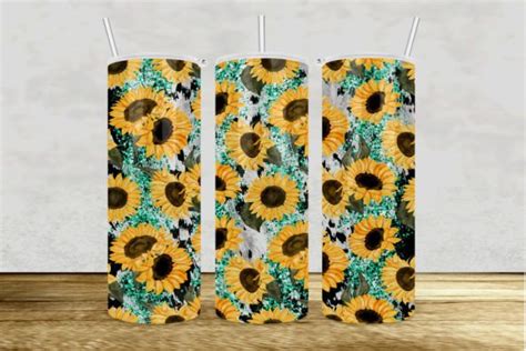 Sunflower Cowhide Seamless Tumbler Warp Graphic By Superdong Nu