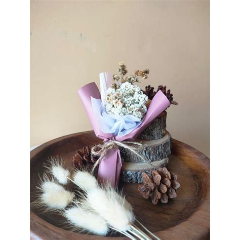 Jual FG Buket Bunga Edelweis Mini Dried Flower Bouquet Edelweis Bunga