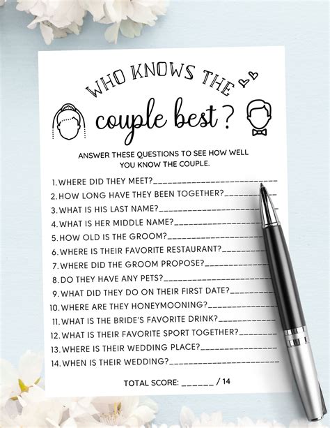 Who Knows The Couple Best Bridal Shower Game L Bridal Shower Games L Wedding Shower L Instant