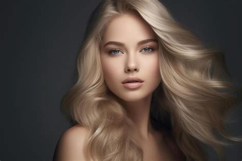 Premium Ai Image A Woman With Long Blonde Hair And A Blue Eyes