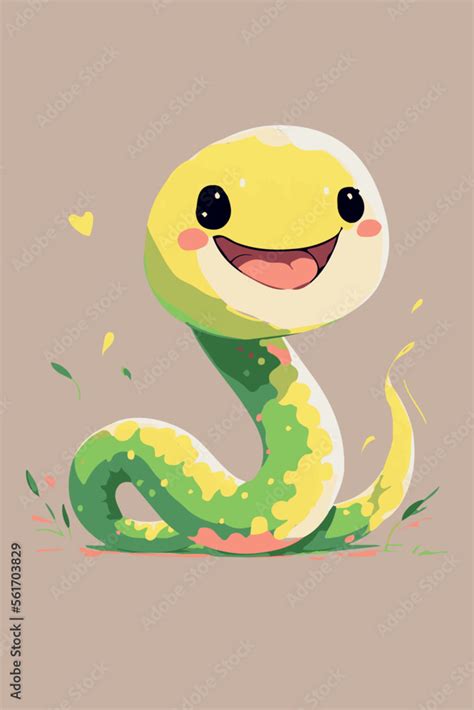 Cartoon baby snake drawing. Vector illustration of funny wild snake ...