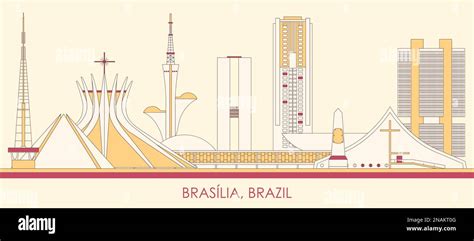 Panorama De Dibujos Animados Skyline De La Ciudad De Brasilia Brasil