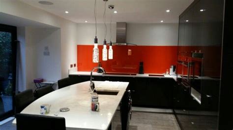 Wren Charcoal Grey Pacrylic Kitchen Pure Orange Glass Splashback