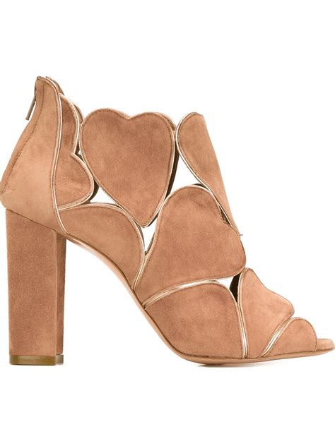 Jean Michel Cazabat Cut Out Heart Booties Suede Leather Boots Nude