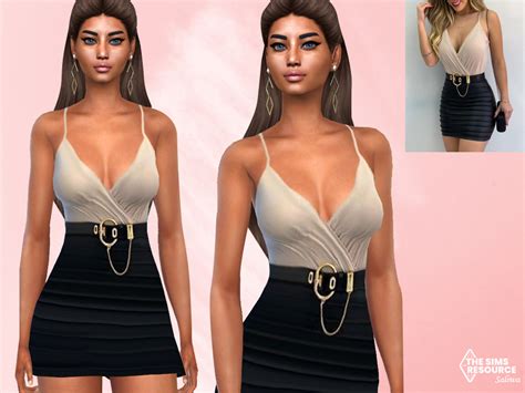 The Sims Resource Classy Skirt Outfit With Belt