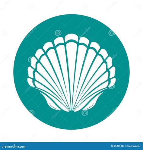 Scallop Shell Vector Linear Full Color Zentangle Illustration With