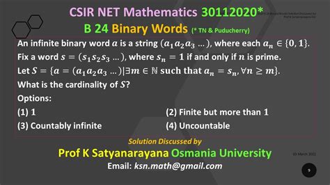 Csir Net Mathematics 30 Nov 2020 B 24 Binary Words Solution Discussed