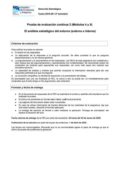 Pec Enunciado Pec Direcci N Estrat Gica Curso