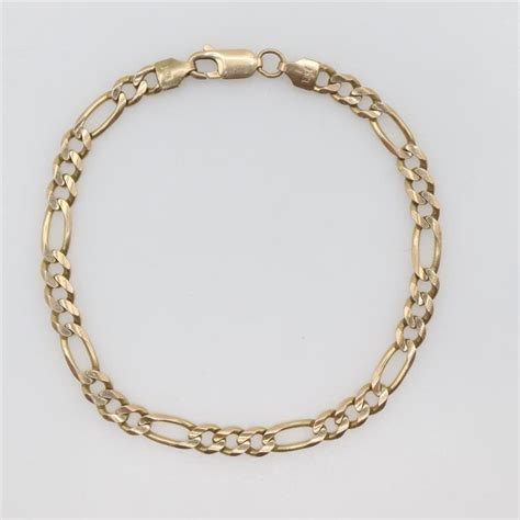 Kt Gold Figaro Chain Bracelet Property Room