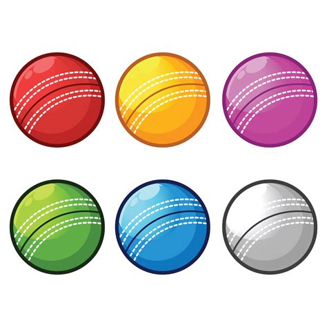 Set of cricket balls, isolated on white background. Vector cartoon flat ...