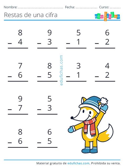 Restas De Una Cifra Actividades De Resta Actividades Divertidas De