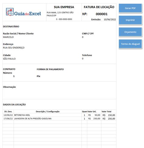 Planilha De Loca O De Ferramentas E Equipamentos Guia Do Excel