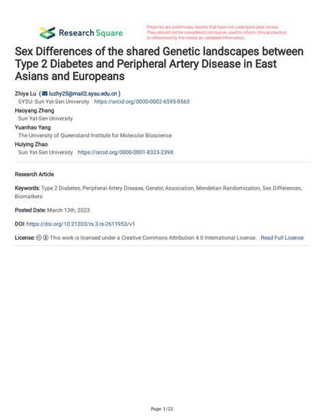 Pdf Sex Differences Of The Shared Genetic Landscapes Between Type 2