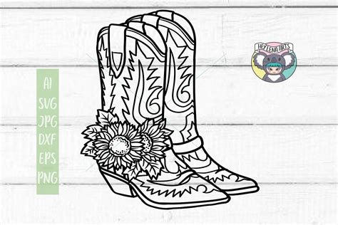 Sunflower Svg Cowboy Boots Svg Files For Cricut Cut File 602133