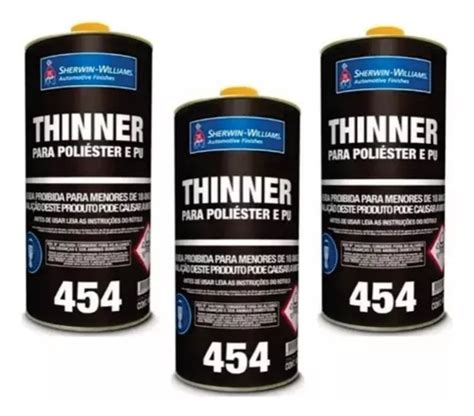 Kit 3 Diluente Thinner Pu 454 Sherwin Williams 900ml Frete grátis