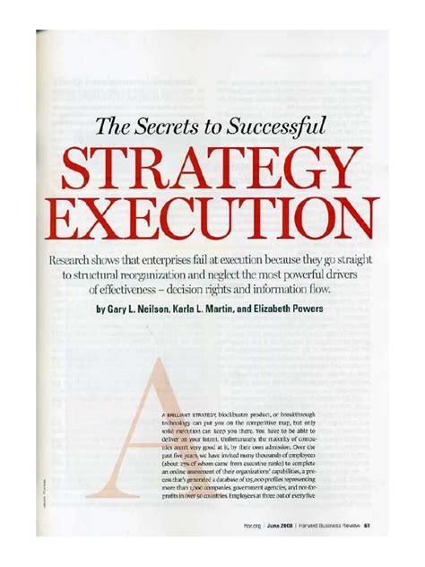 The Secrets To Successful Strategy Execution Pdf