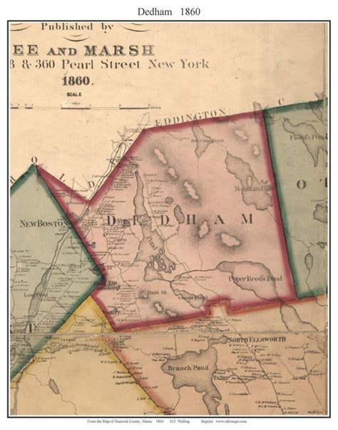 Dedham 1860 Old Town Map With Homeowner Names Maine Reprint Etsy