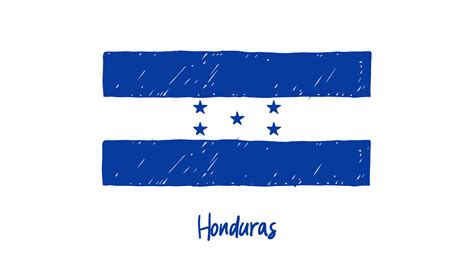 Honduras País Nacional Bandera Lápiz Color Dibujo Ilustración Con Fondo