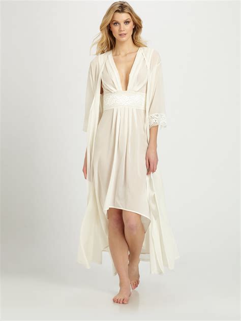 La Perla Honeymoon Long Silk Robe In Natural White Lyst