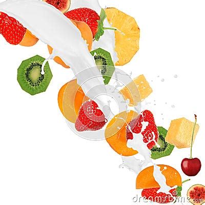 Fresh Fruits In Milk Splash Stock Image - Image: 22614341