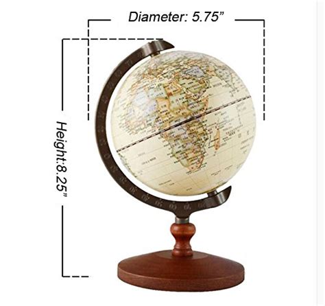 Kiaotime Vintage World Globe Antique Decorative Desktop Globe Rotating