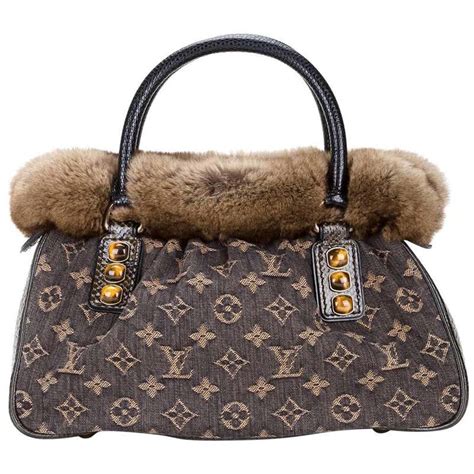 Louis Vuitton Limited Edition Brown Monogram Fur Top Handle Evening Satchel Bag For Sale At 1stdibs