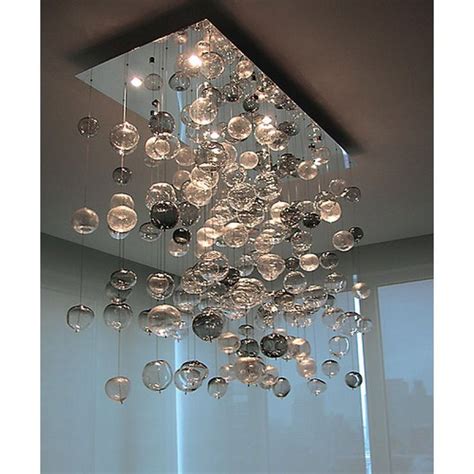 Alan Mizrahi Lighting Design Custom Rectangle Bubbles Flush Mount Perigold Blown Glass