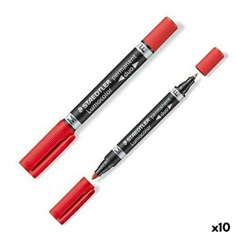 Rotulador Permanente Staedtler Lumocolor 348 Doble Rojo 10 Unidades