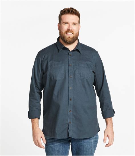 Mens Beanflex Twill Shirt Traditional Untucked Fit Long Sleeve