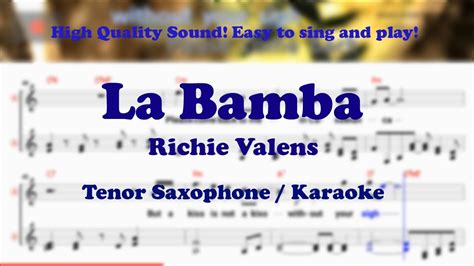 La Bamba Richie Valens Tenor Soprano Saxophone Sheet Music Bb Key