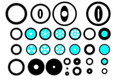 Gear Collection Machine Gear Wheel Cogwheel Vector Set Of Gear Stock