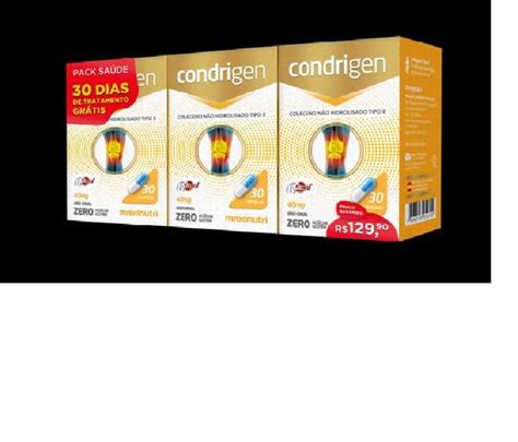 Kit 3 Condrigen 40 mg Colágeno Tipo II 90 Cápsulas Maxinutri