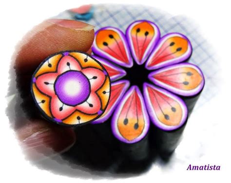 Murrina Flor Lila Naranja Polymer Clay Crafts Polymer Clay Art