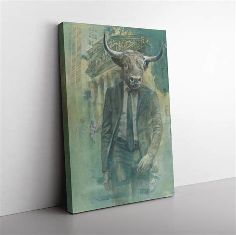 Bull Stock Market Art. Bull & Bear Painting. Wall Street - Etsy