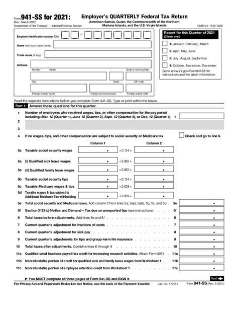 Free Fillable Irs Form 941 - Printable Forms Free Online